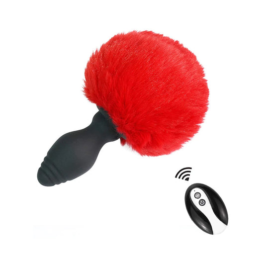 Plug vibrant avec Pompon Tailyvibe 6.5 x 3.1cm Rouge